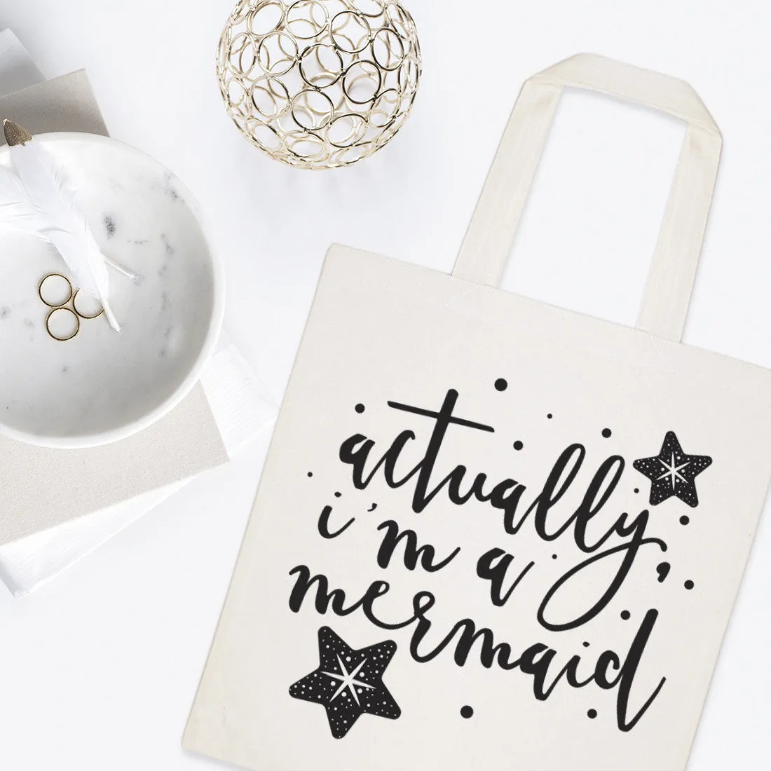 Actually, I'm a Mermaid Cotton Canvas Tote Bag by The Cotton & Canvas Co.