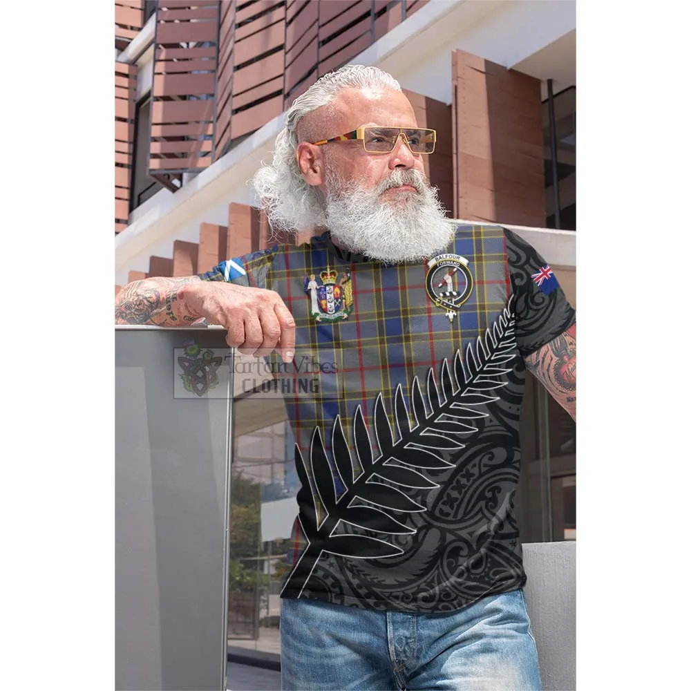 Balfour Crest Tartan Cotton T-shirt with New Zealand Silver Fern Half Style