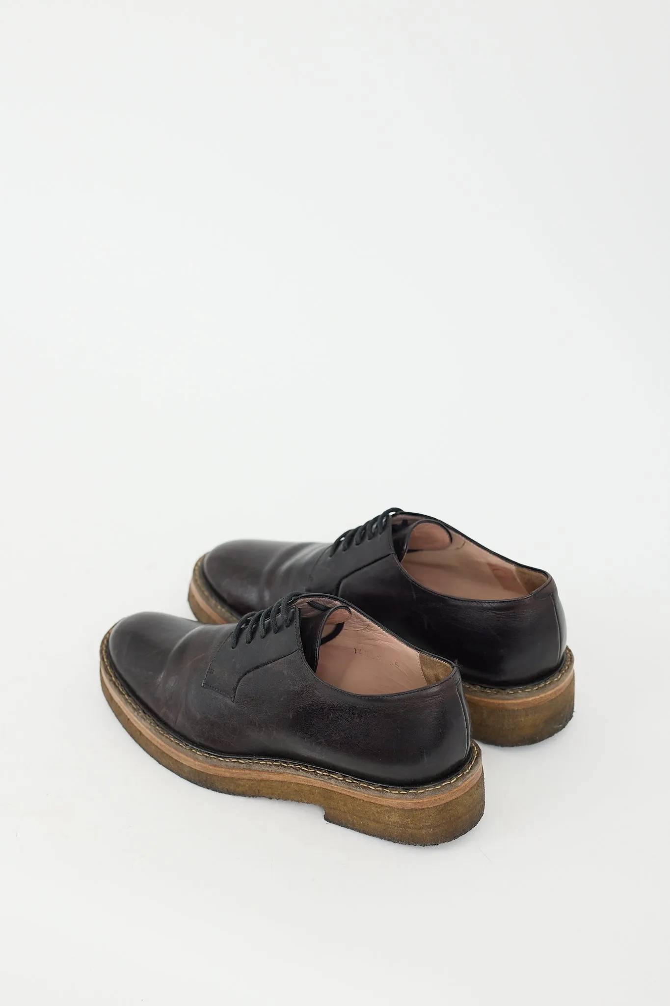 Black Leather Crepe Sole Derby