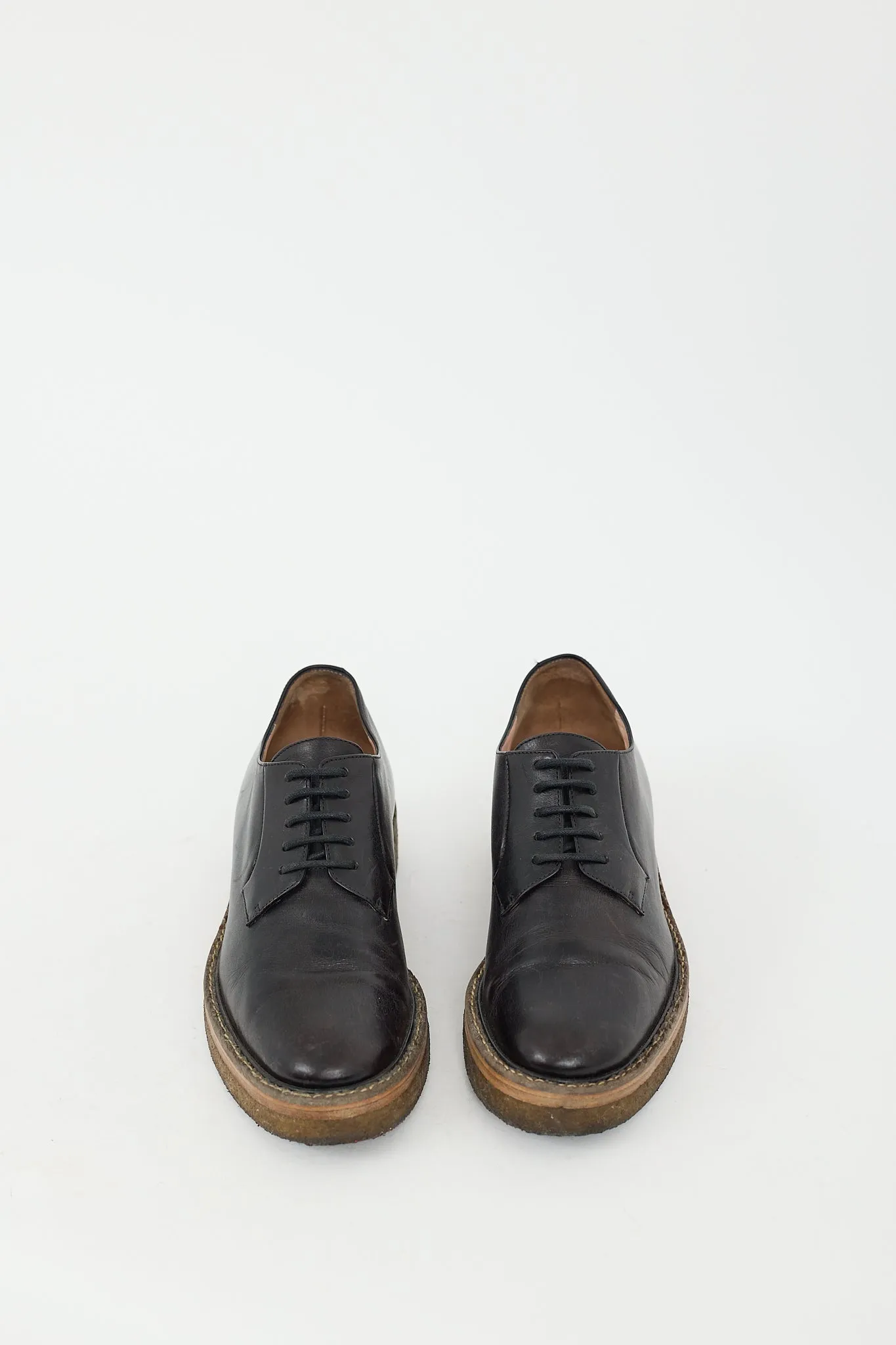 Black Leather Crepe Sole Derby