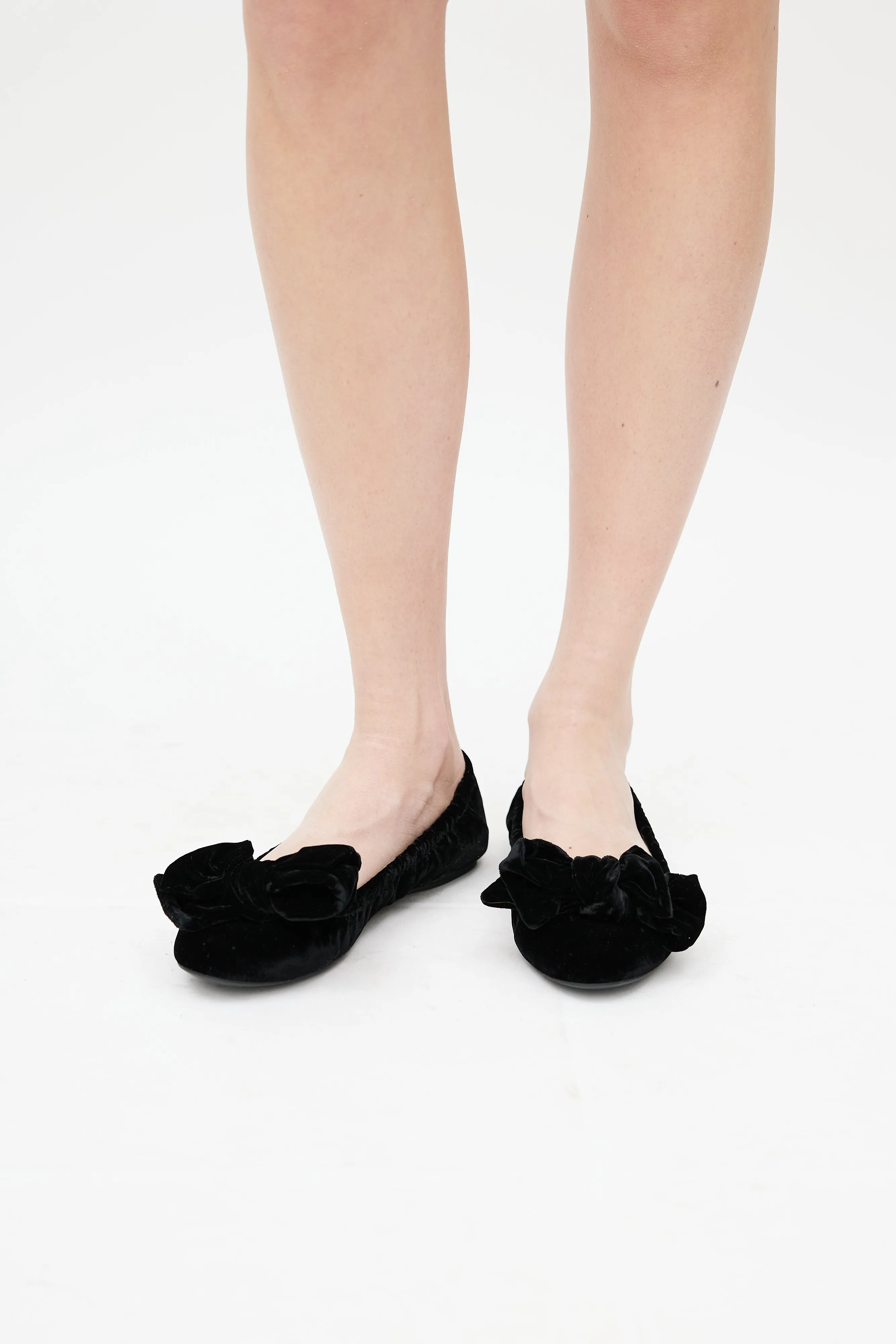 Black Velvet Bow Ballet Flat