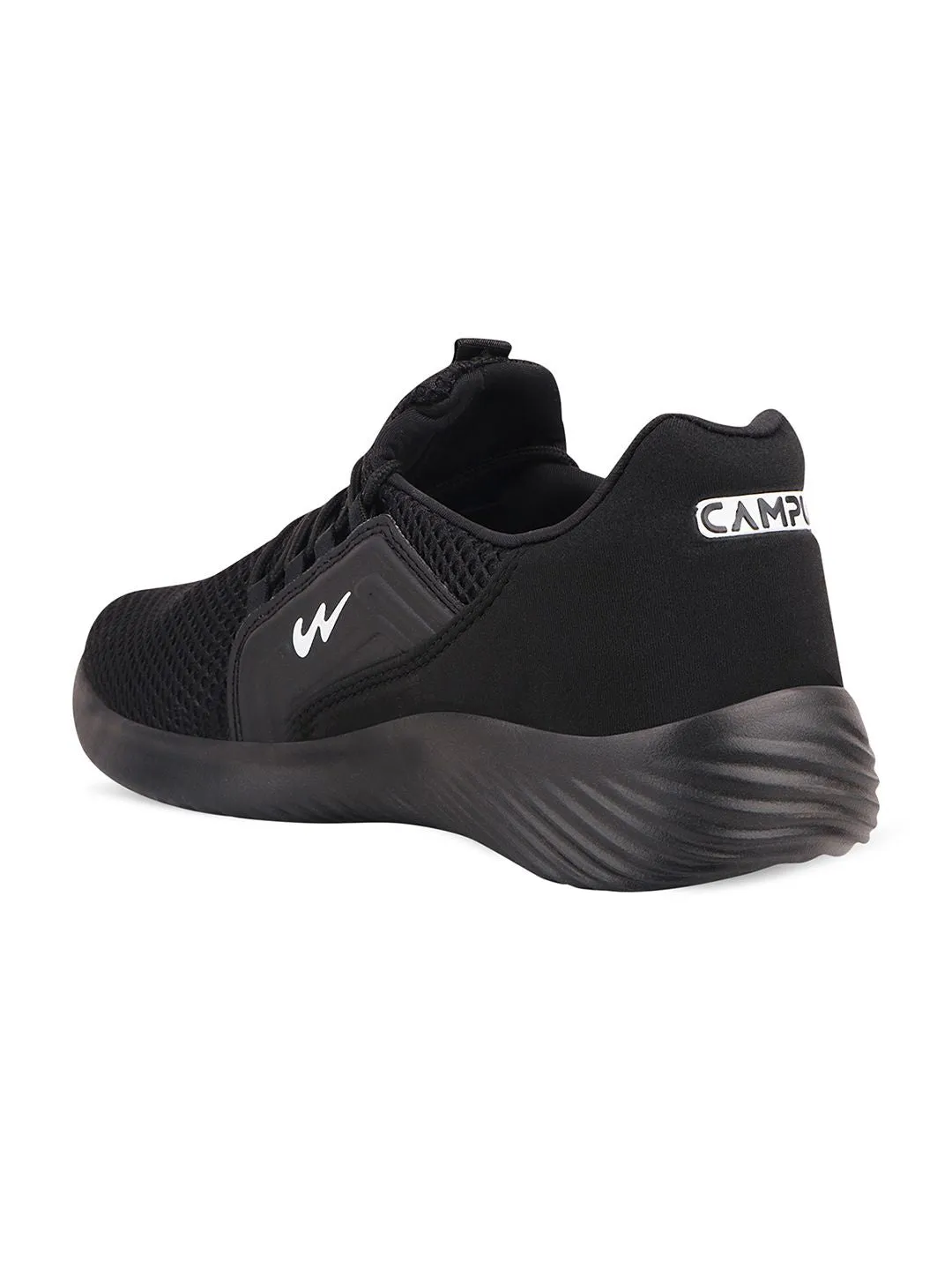Campus Men Black Mesh Running Shoes