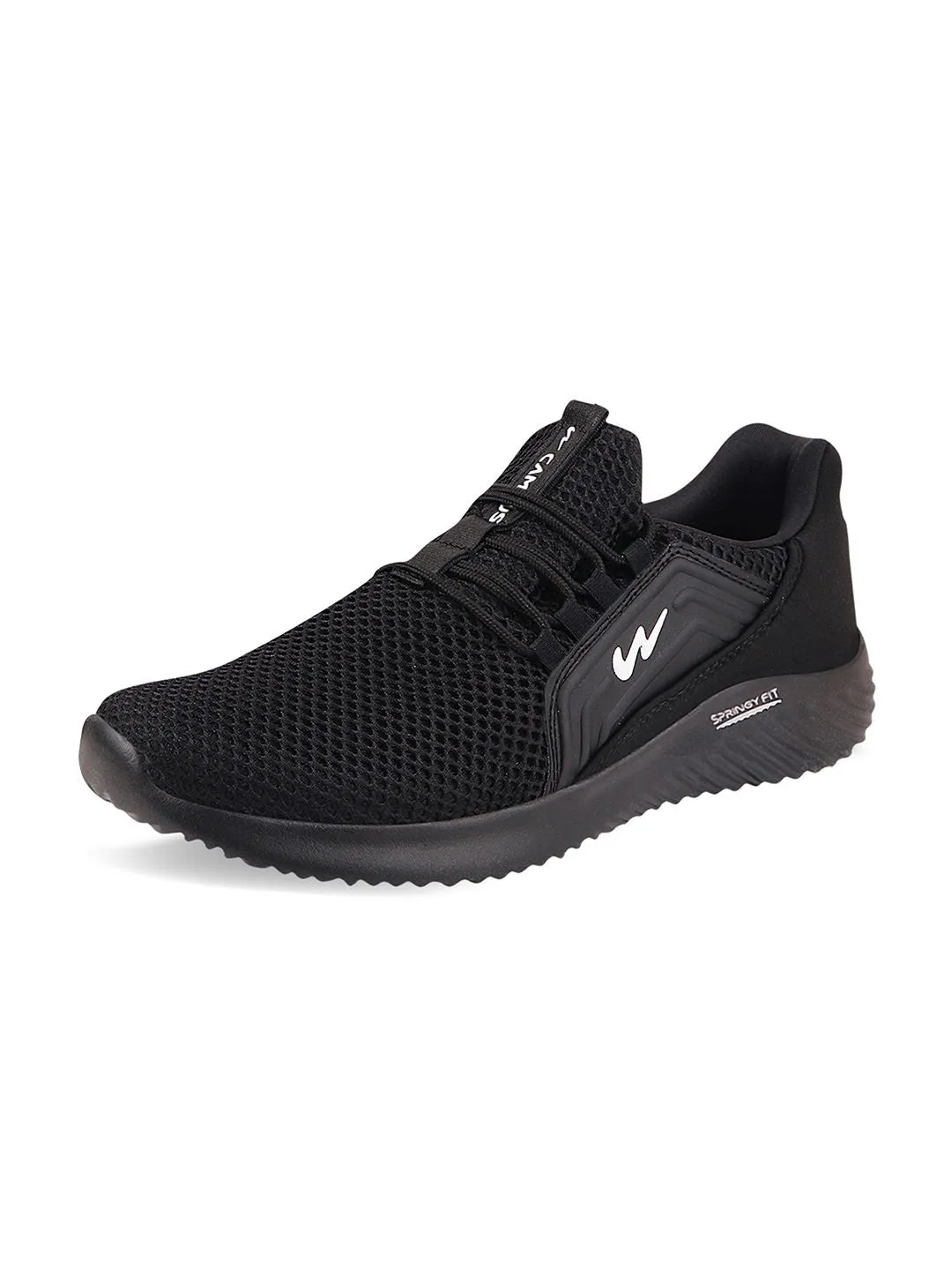 Campus Men Black Mesh Running Shoes
