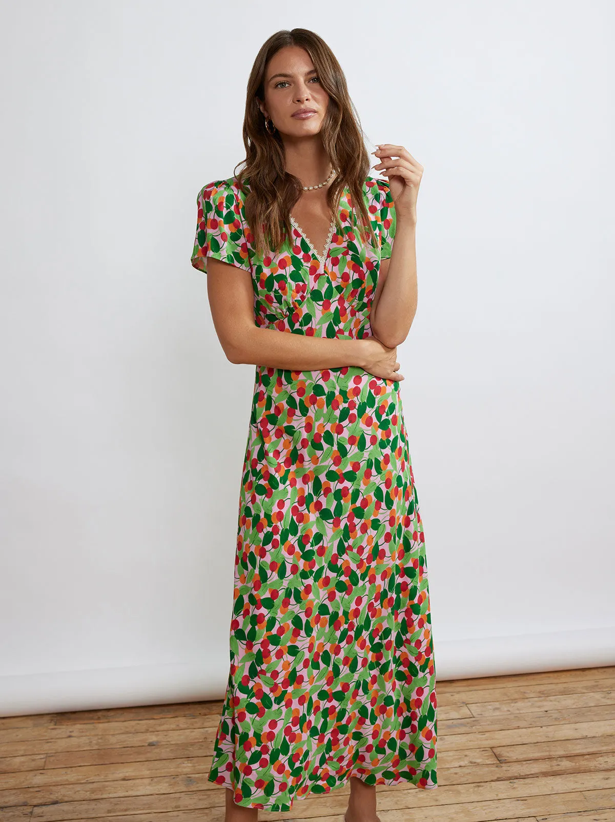 Effie Multi Cherry Midi Dress