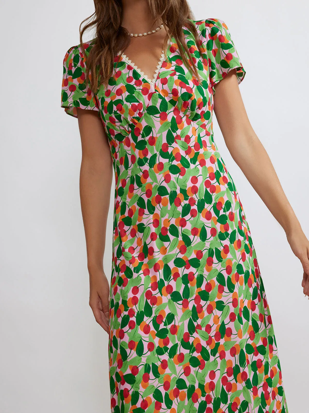 Effie Multi Cherry Midi Dress