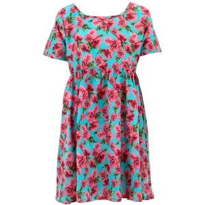 Empire Line Tea Dress - Blush Roses