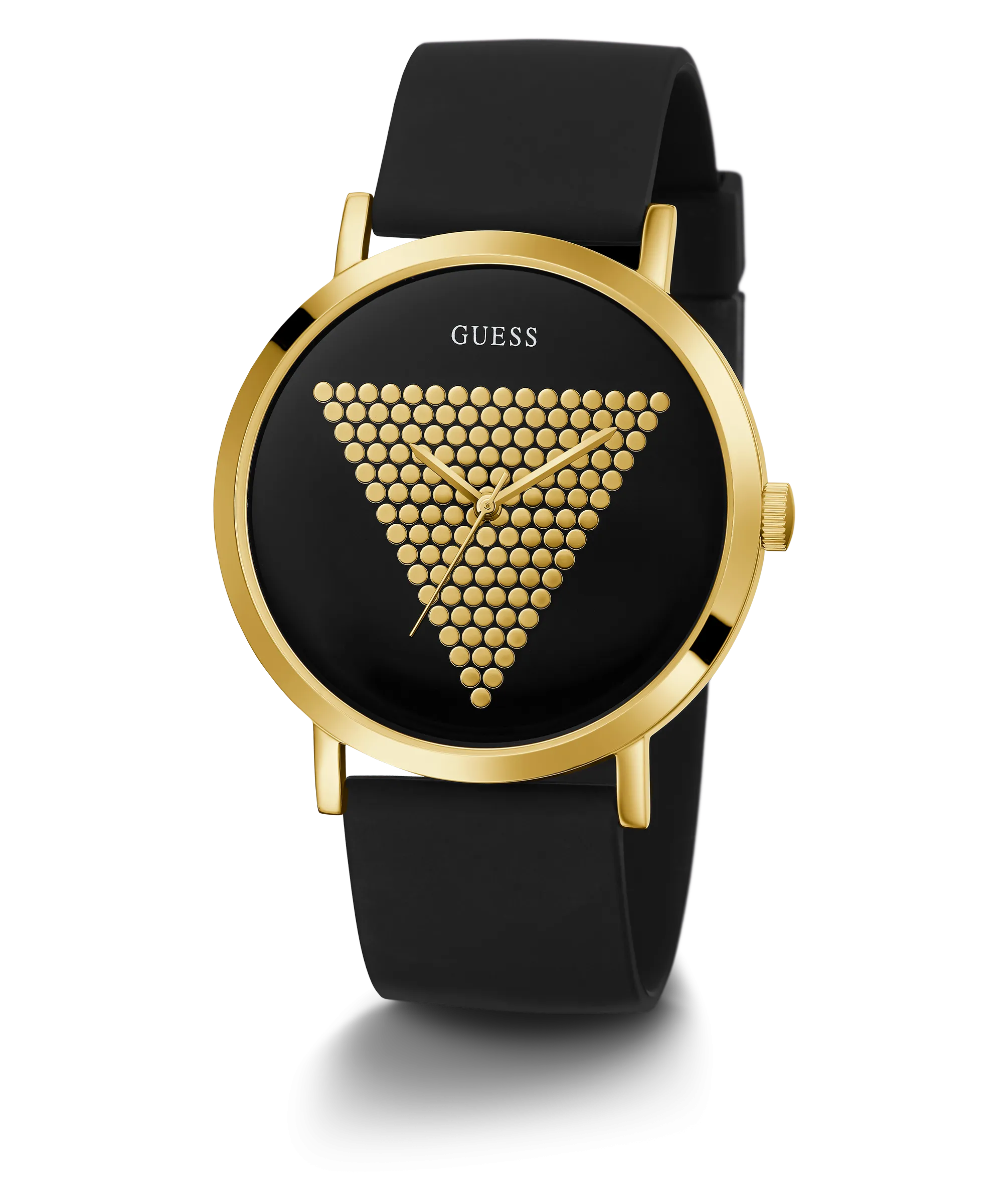 GUESS Mens Black Gold Tone Analog Watch