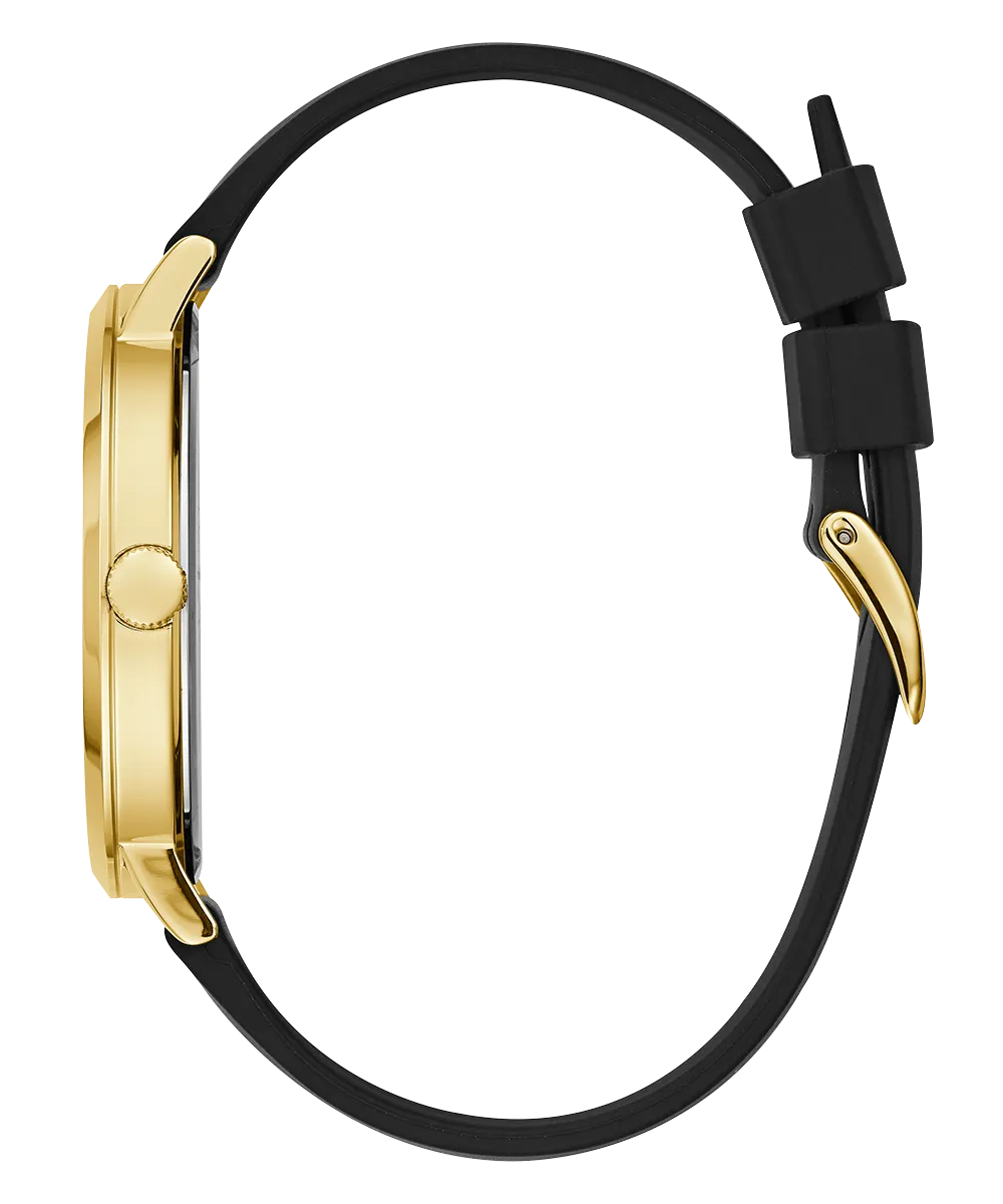 GUESS Mens Black Gold Tone Analog Watch