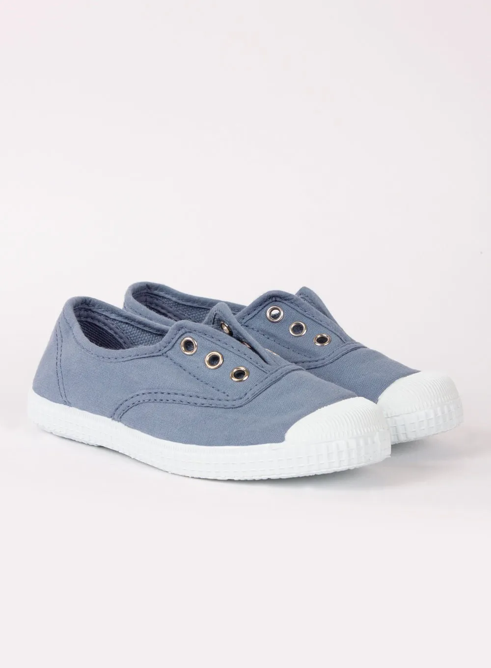 Hampton Canvas Plum Plimsolls in Steel Blue