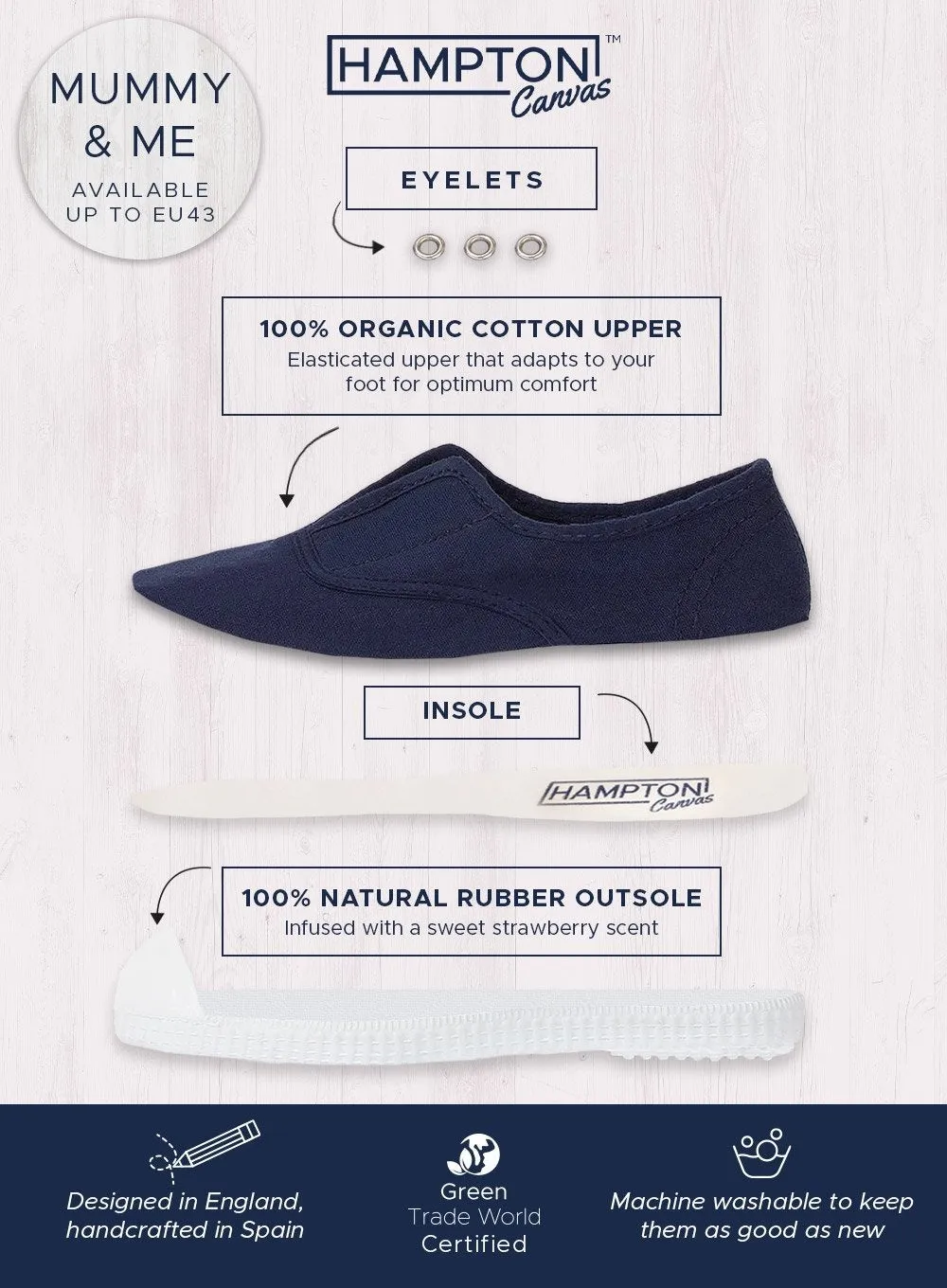 Hampton Canvas Plum Plimsolls in Steel Blue