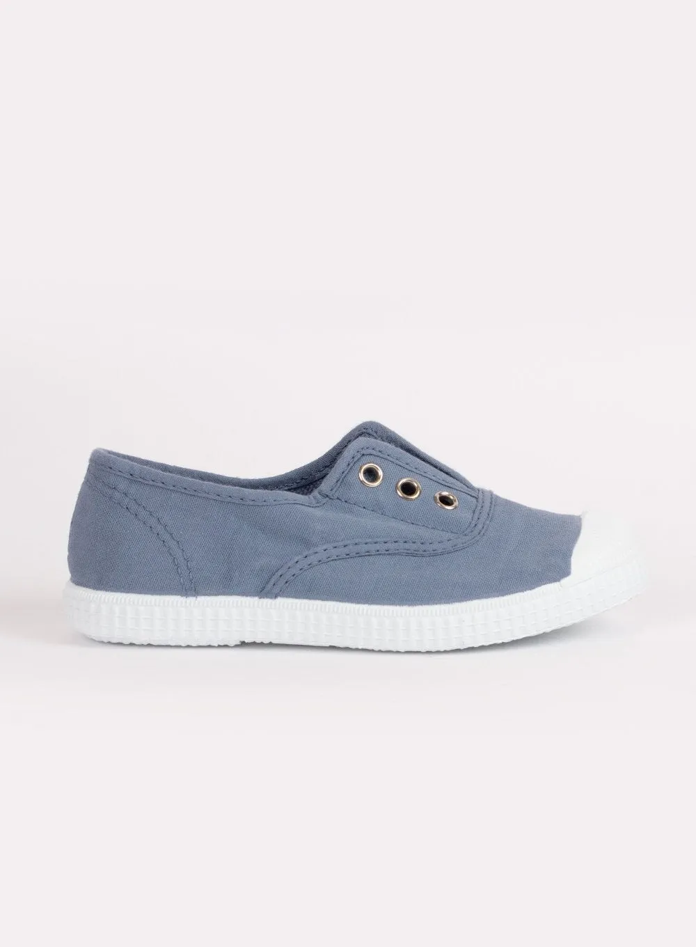 Hampton Canvas Plum Plimsolls in Steel Blue