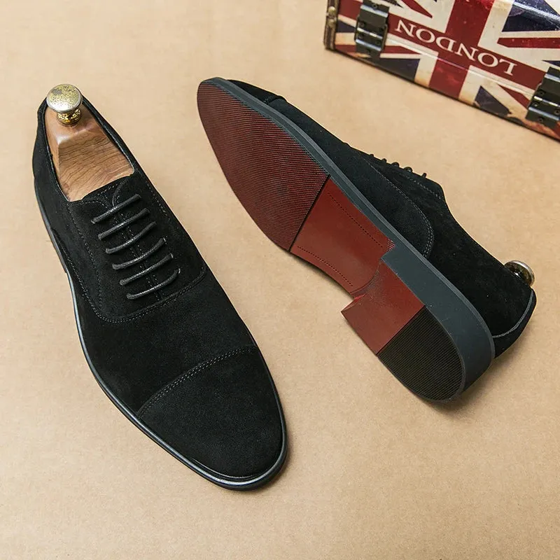 Hnzxzm New Red Sole Men Shoes Black Flock Derby Shoes Breathable Lace-up Handmade Men Shoes Free Shipping Chaussures Pour Hommes