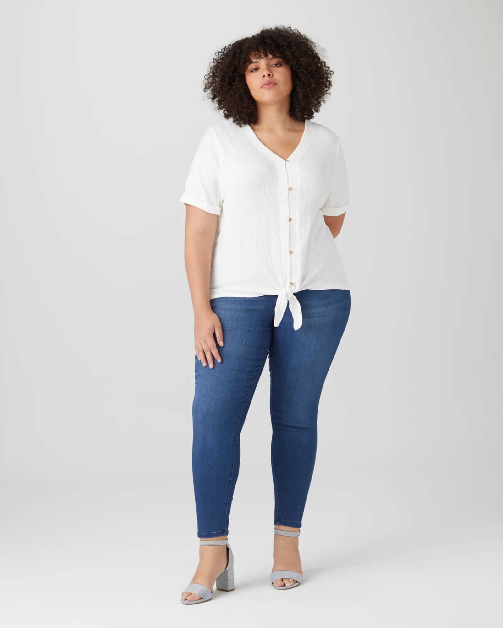 Jennifer Tie-Front Top | White