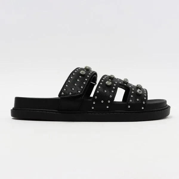 NEW!! The Studded Lowkey Famous Slide in Black