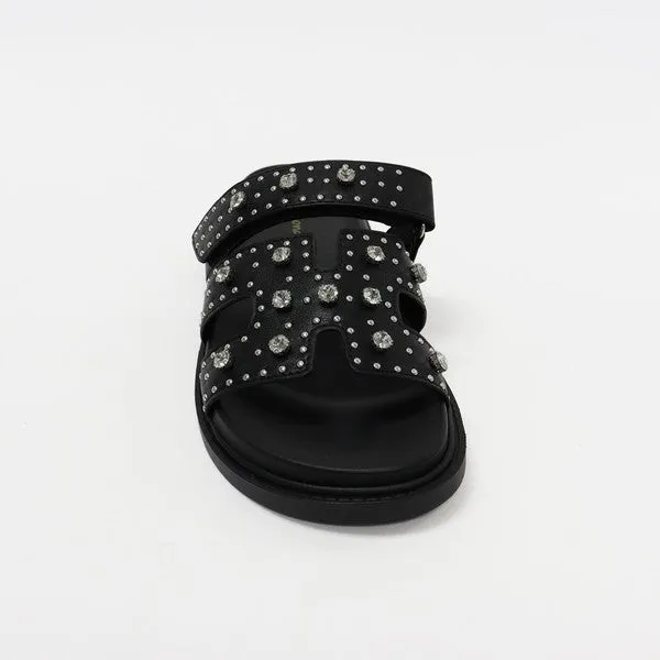 NEW!! The Studded Lowkey Famous Slide in Black
