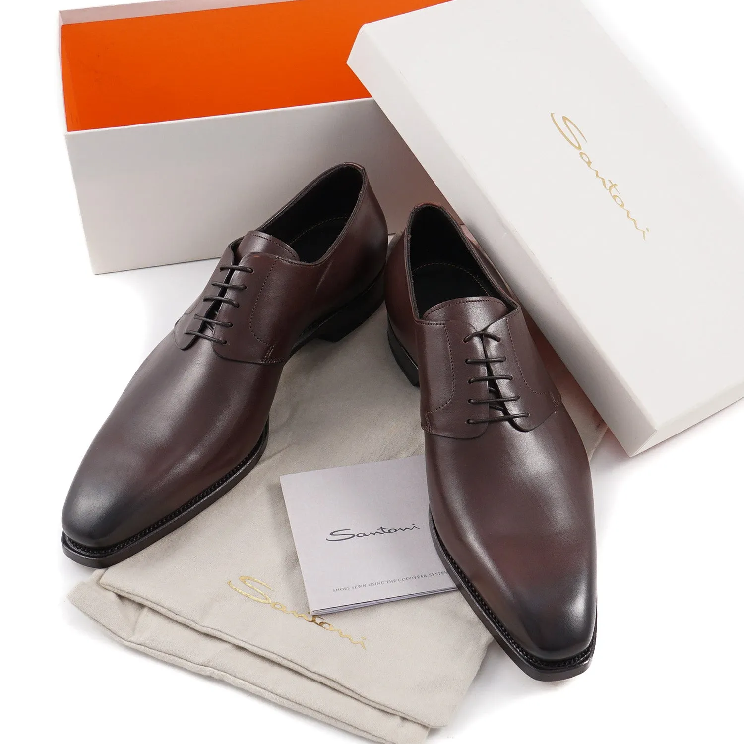 Santoni Goodyear-Welt Derby in Brown