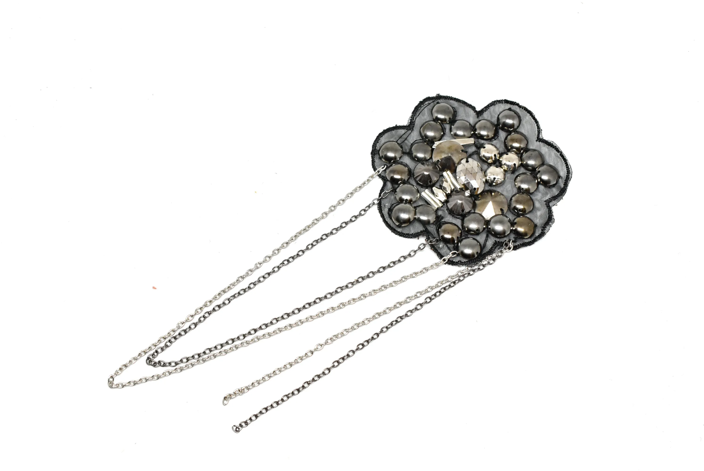 Studded Flower Epaulet Studded with Dangling Chain