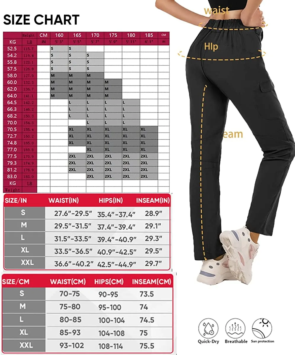 Vzteek Damen-Wanderhose-Sommer-Trekkinghose-Stretch-Atmungsaktiv-Outdoorhose-leicht-treckinghose 4 Reißverschlusstaschen Kletter Camping Arbeits Touren Herbst Bequeme Casual Hiking Pants