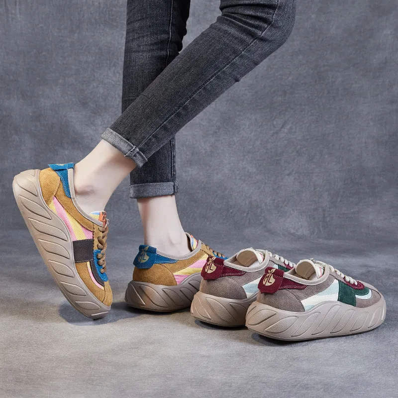 Women Fashion Patchwork Thick Soled Casual Shoes
