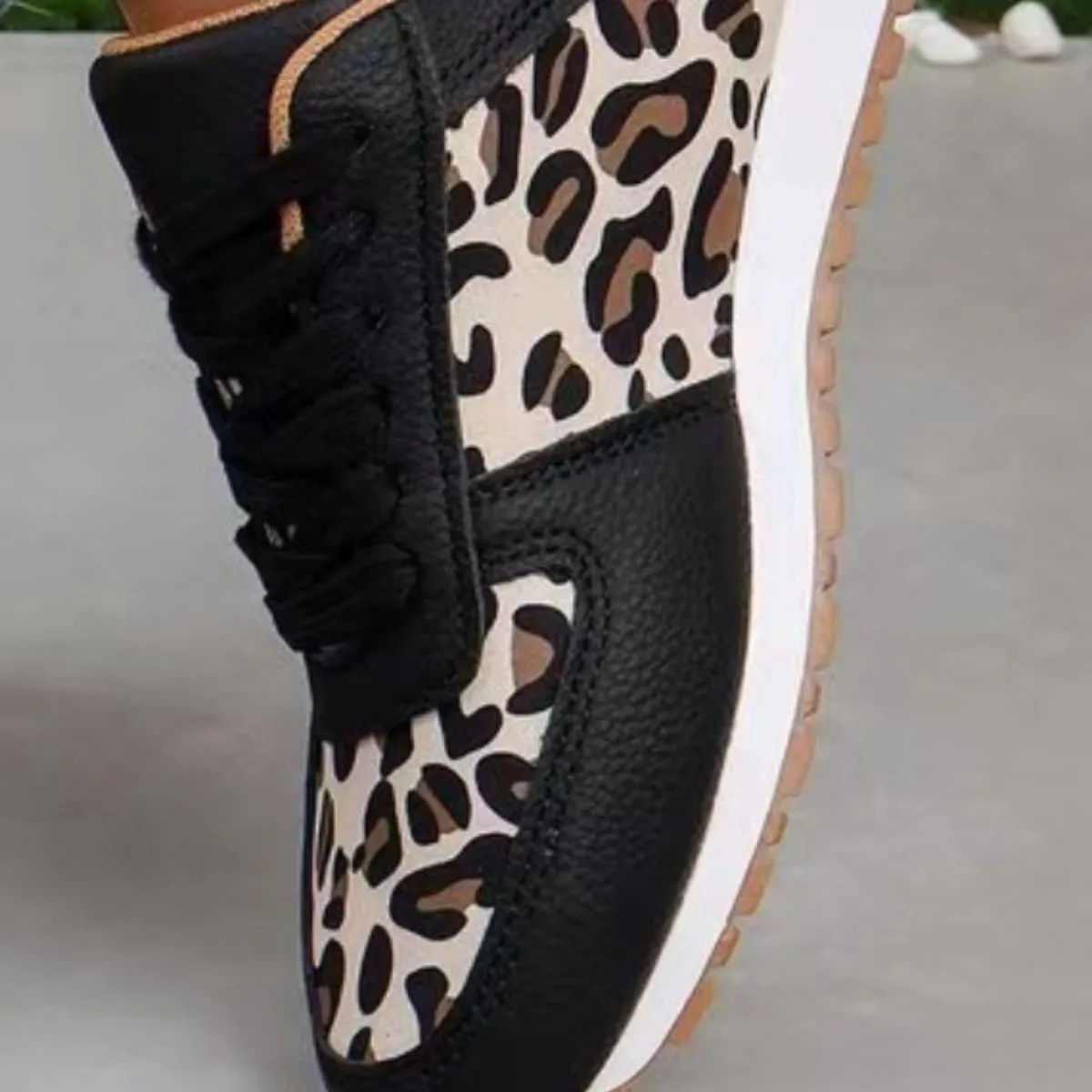 Women's Animal Print Lace Sneakers
