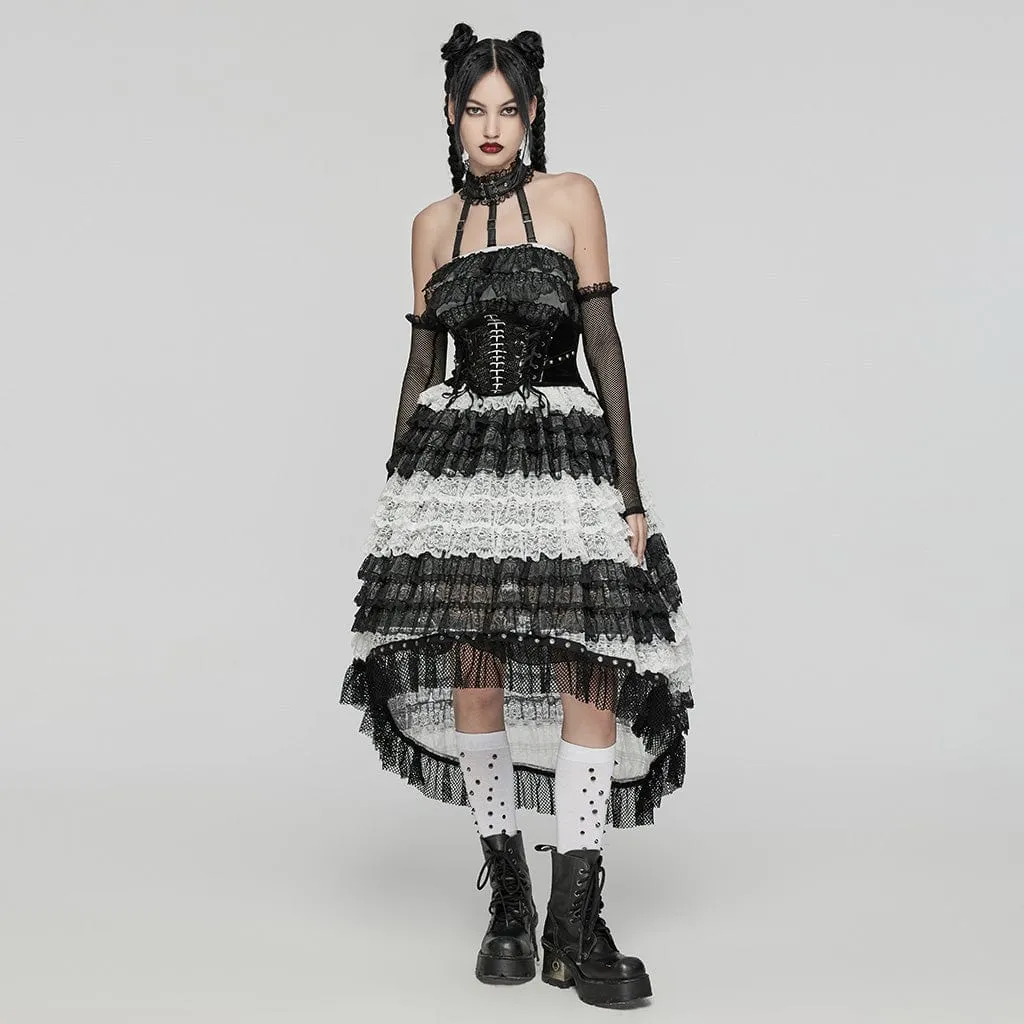 Women's Punk Studded Knee-high Socks White